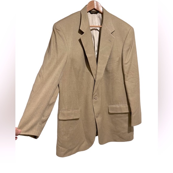 Brooks Brothers Mens Tan  Silk Blend Blazer Lightweight Double Button sz L - Picture 2 of 16